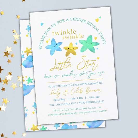 Twinkle Twinkle Little Star Gender Reveal Dusche I Einladung