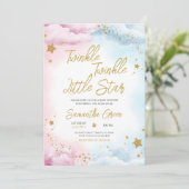 Twinkle Twinkle Little Star Gender Reveal Einladung (Stehend Vorderseite)