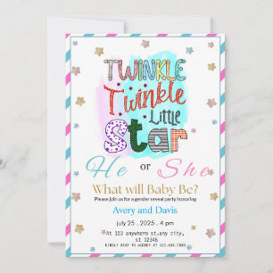 Twinkle Twinkle Little Star Gender Reveal Einladung