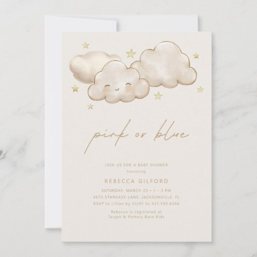 Twinkle Twinkle Little Star Gender Reveal Einladung (Vorderseite)