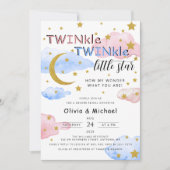 TWINkle TWINkle Little Star Gender Reveal Party Einladung (Vorderseite)