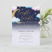 Twinkle Twinkle Little Star Gender Reveal Party Einladung (Stehend Vorderseite)