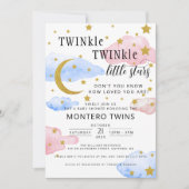 TWINkle TWINkle Little Star Gender Reveal Party Einladung (Vorderseite)