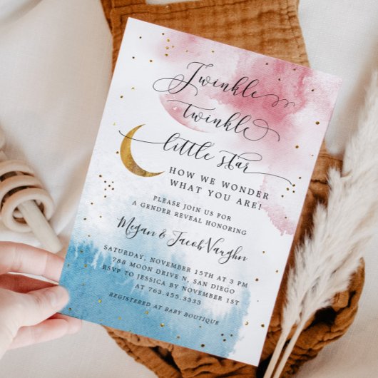 Twinkle Twinkle Little Star Gender Reveal Party Einladung