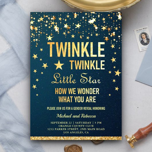 Twinkle Twinkle Little Star Gender Reveal Party Einladung
