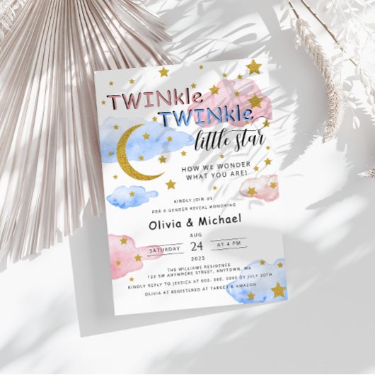TWINkle TWINkle Little Star Gender Reveal Party Einladung