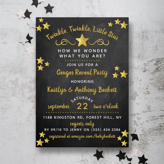 Twinkle Twinkle Little Star Gender Reveal Party Einladung