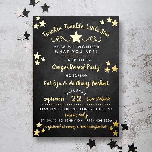 Twinkle Twinkle Little Star Gender Reveal Party Folieneinladung