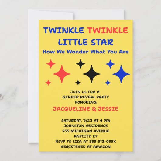 Twinkle Twinkle Little Star Geschlechtsenthüllungs (Vorderseite)