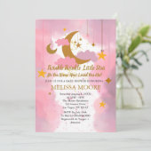Twinkle Twinkle Little Star Girl Baby Dusche Einladung (Stehend Vorderseite)