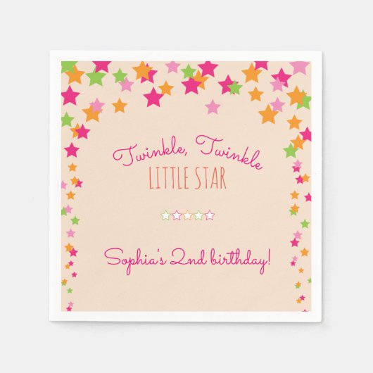 Twinkle Twinkle Little Star Girl's Birthday Serviette (Vorderseite)