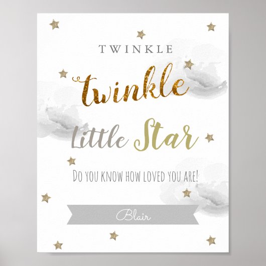 Twinkle Twinkle Little Star Graue Kinderzimmer-Kun Poster (Vorne)