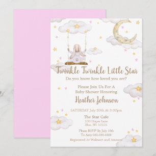 Twinkle Twinkle Little Star Häschen-Baby-Party Einladung