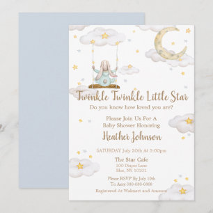Twinkle Twinkle Little Star Häschen-Baby-Party Einladung