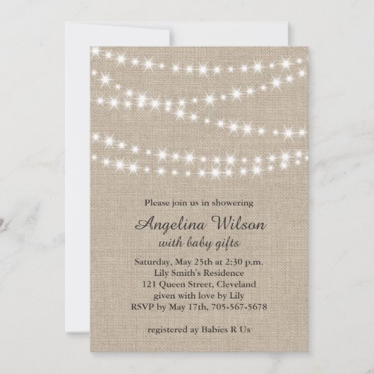 Twinkle Twinkle Little Star Invite auf Light Burla Einladung (Vorderseite)