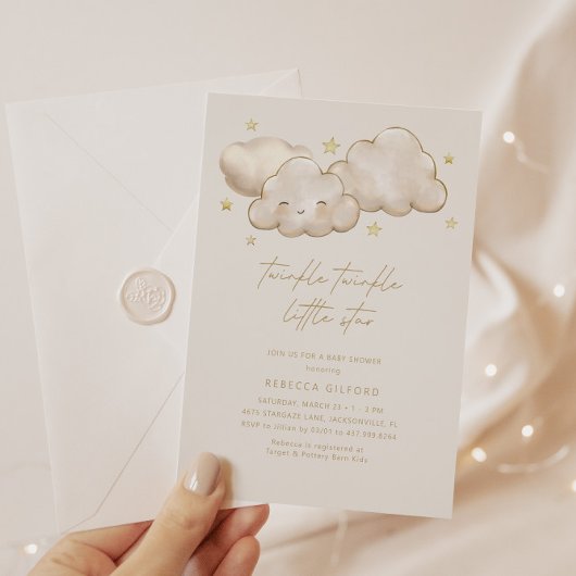 Twinkle Twinkle Little Star Ivory Baby Dusche Einladung
