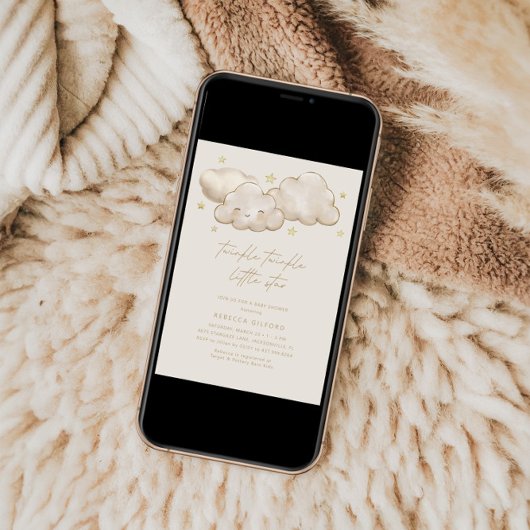 Twinkle Twinkle Little Star Ivory Baby Dusche Einladung