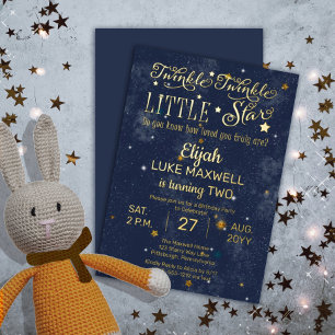 Twinkle Twinkle Little Star Junge 2. Geburtstagsfe Folieneinladung