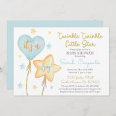 Twinkle Twinkle Little Star Junge Einladung (Vorne/Hinten)