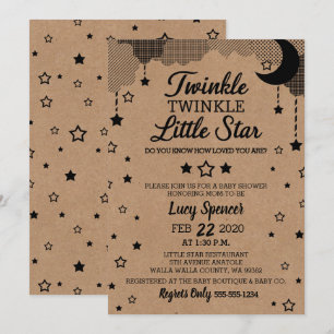 Twinkle Twinkle Little Star Kraft Baby Dusche Einladung