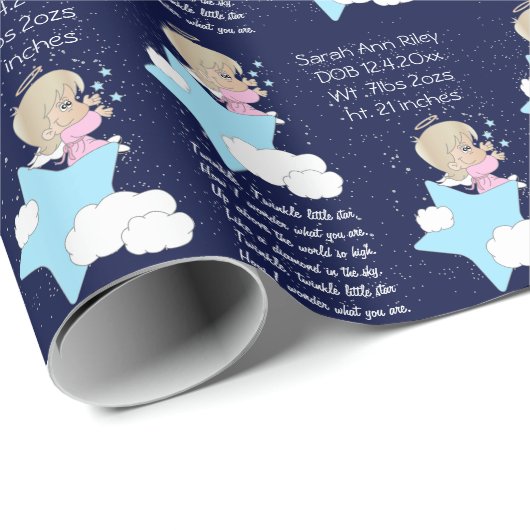 Twinkle, Twinkle Little Star - Mädchen Geschenkpapier (Rolleneckpunkt)