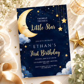 Twinkle Twinkle Little Star Mitternacht 1. Geburts Einladung