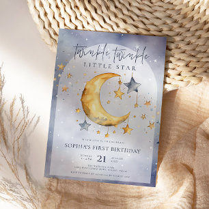 Twinkle Twinkle Little Star Moon 1. Geburtstag Einladung