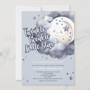 Twinkle Twinkle Little Star Moon Babydusche Einladung