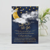 Twinkle Twinkle Little Star Moon Boy Baby Dusche Einladung (Stehend Vorderseite)