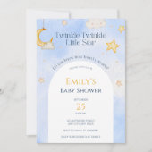 Twinkle Twinkle Little Star Moon Cloud Baby Dusche Einladung (Vorderseite)