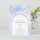 Twinkle Twinkle Little Star Moon Cloud Baby Dusche Einladung (Stehend Vorderseite)