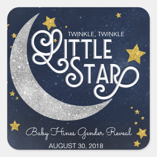 Twinkle Twinkle Little Star Moon Quadratischer Aufkleber (Vorderseite)