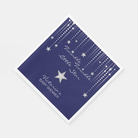 Twinkle Twinkle Little Star Napkins - Blau, Silber Serviette (Ecke)