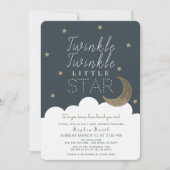 Twinkle Twinkle Little Star Navy Blue Baby Dusche Einladung (Vorderseite)