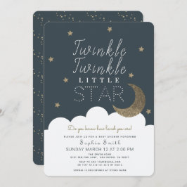 Twinkle Twinkle Little Star Navy Blue Baby Dusche Einladung