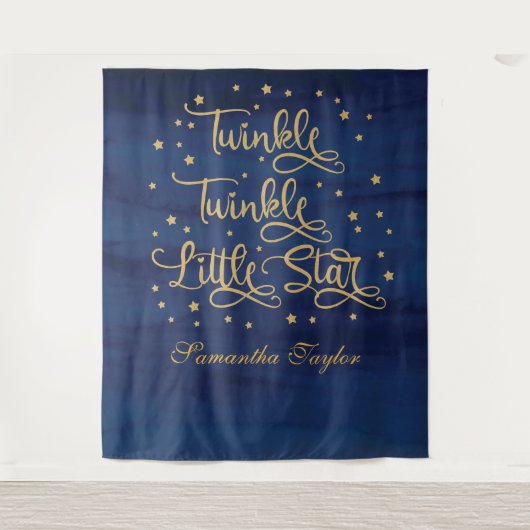 Twinkle Twinkle Little Star Navy Gold Glitzer Wandteppich (Vorderseite)