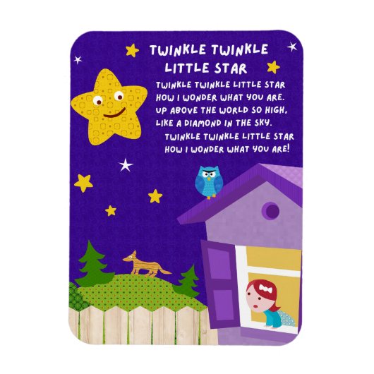 Twinkle Twinkle Little Star Nursery Rhyme Magnet (Vertikal)