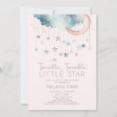 Twinkle Twinkle Little Star Pink Baby Dusche Einladung (Vorderseite)
