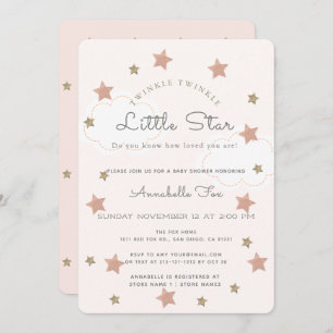 Twinkle Twinkle Little Star Pink Baby Dusche Einladung