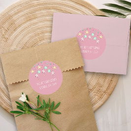 Twinkle Twinkle Little Star Pink Baby Dusche Runder Aufkleber