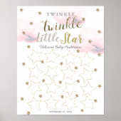 Twinkle Twinkle Little Star Pink Gastbuch-Zeichen Poster (Vorne)