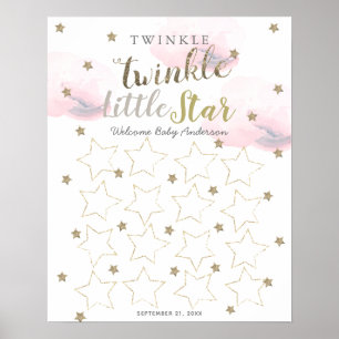 Twinkle Twinkle Little Star Pink Gastbuch-Zeichen Poster