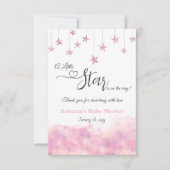 Twinkle Twinkle Little Star Pink Girl Baby Shower Dankeskarte (Vorderseite)