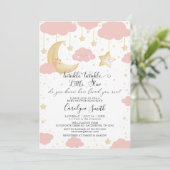 Twinkle Twinkle Little Star Pink Girl Babydusche Einladung (Stehend Vorderseite)