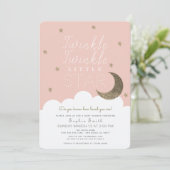 Twinkle Twinkle Little Star Pink Girl Babydusche Einladung (Stehend Vorderseite)
