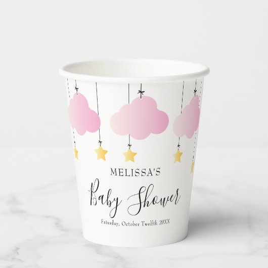 Twinkle Twinkle Little Star Pink Girl Babydusche Pappbecher (Rückseite)