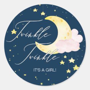 Twinkle Twinkle Little Star Pink Girl Babydusche Runder Aufkleber