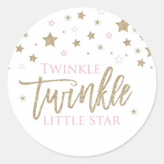 Twinkle Twinkle Little Star Pink Glitzer Runder Aufkleber (Vorderseite)