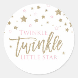 Twinkle Twinkle Little Star Pink Glitzer Runder Aufkleber