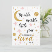 Twinkle Twinkle Little Star Pink Gold Baby Dusche Einladung (Stehend Vorderseite)